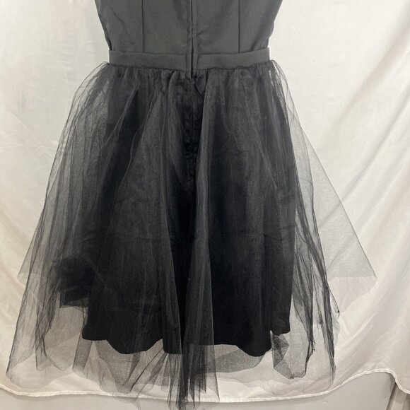 Modcloth Black Balletcore Dress w/ Tulle Overlay Women's Size S - Picture 6 of 14